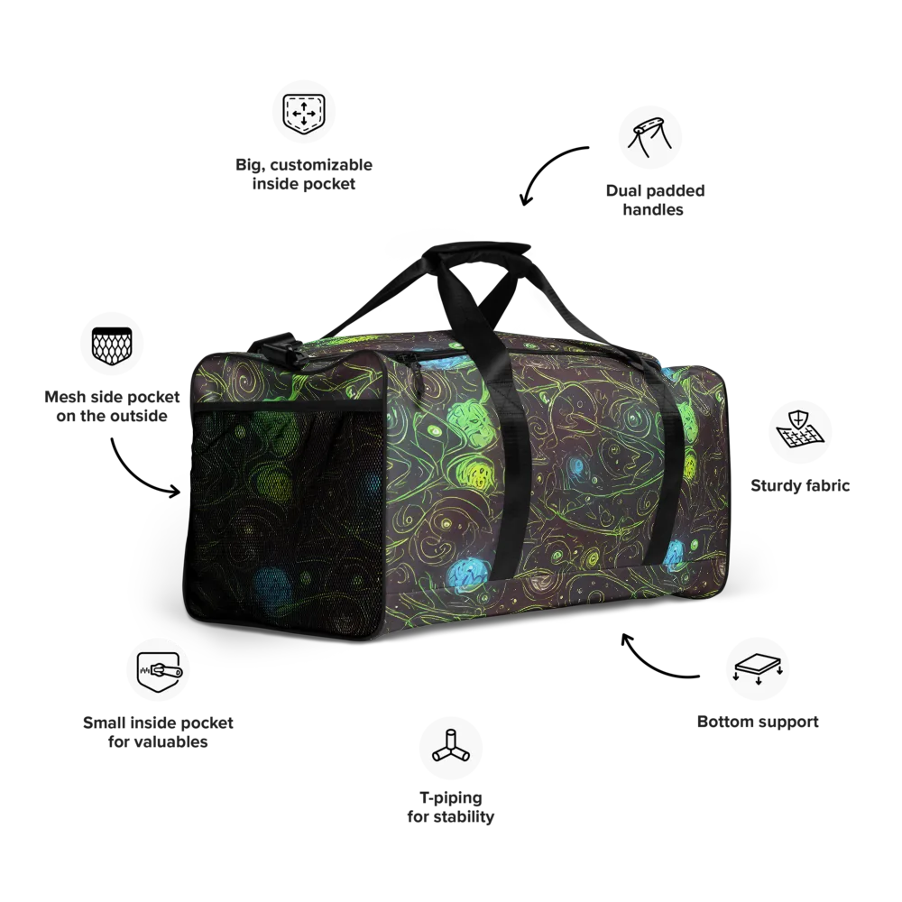 Starfield Scrolls on Duffle Bag — Right Front