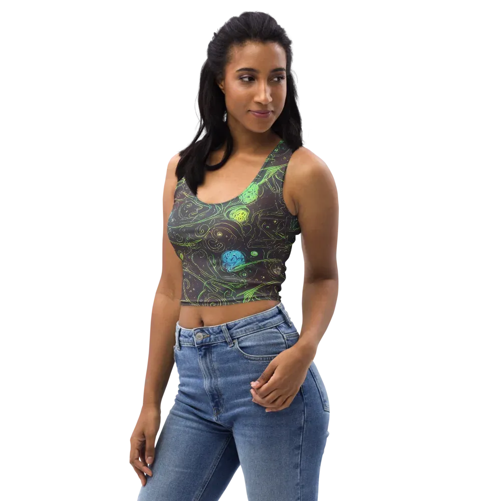Starfield Scrolls on Crop Top — Left Front