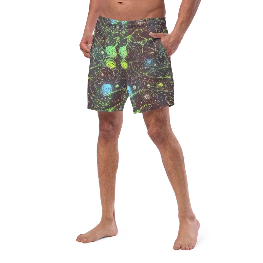 Starfield Scrolls on Swim Trunks — Left Front