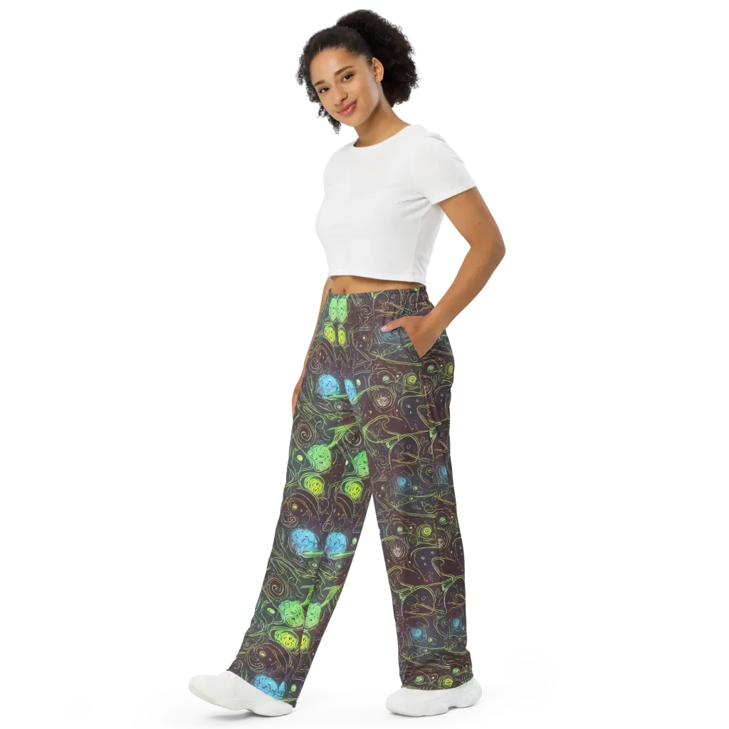 Starfield Scrolls on Wide-Leg Pants — Left Front