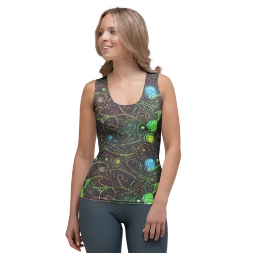 Starfield Scrolls on a Women's Tank Top