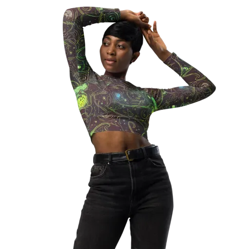 Starfield Scrolls on a Long Sleeve Crop Top