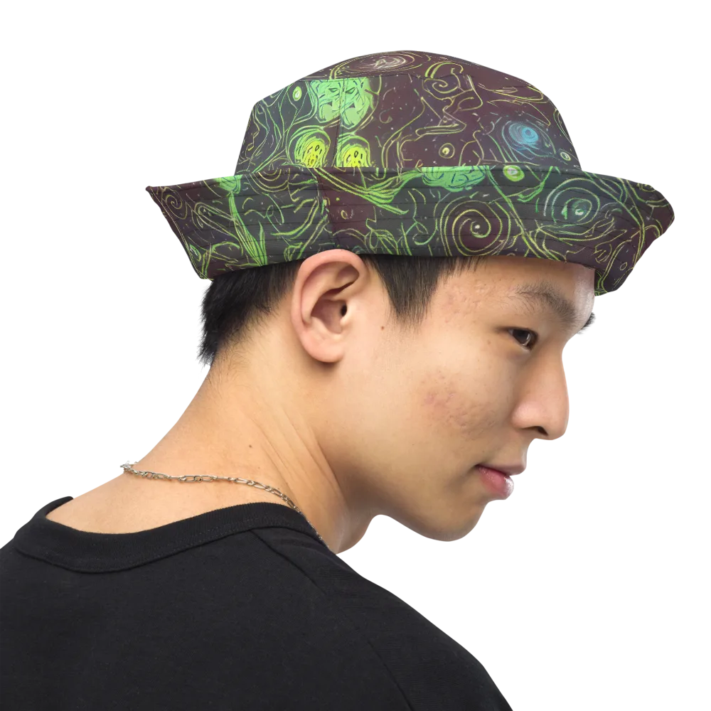 Starfield Scrolls on Reversible Bucket Hat — Right Outside