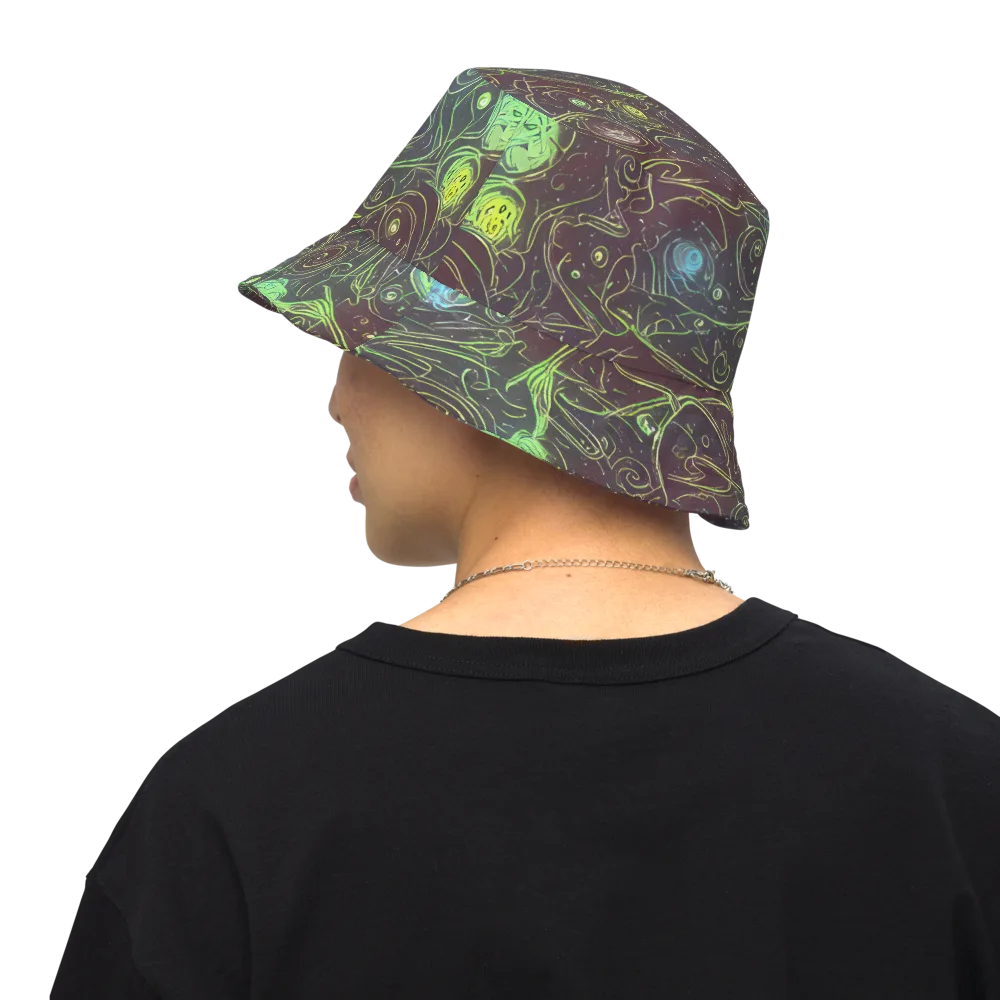 Starfield Scrolls on Reversible Bucket Hat — Back Inside