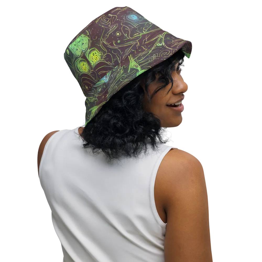 Starfield Scrolls on Reversible Bucket Hat — Right Outside