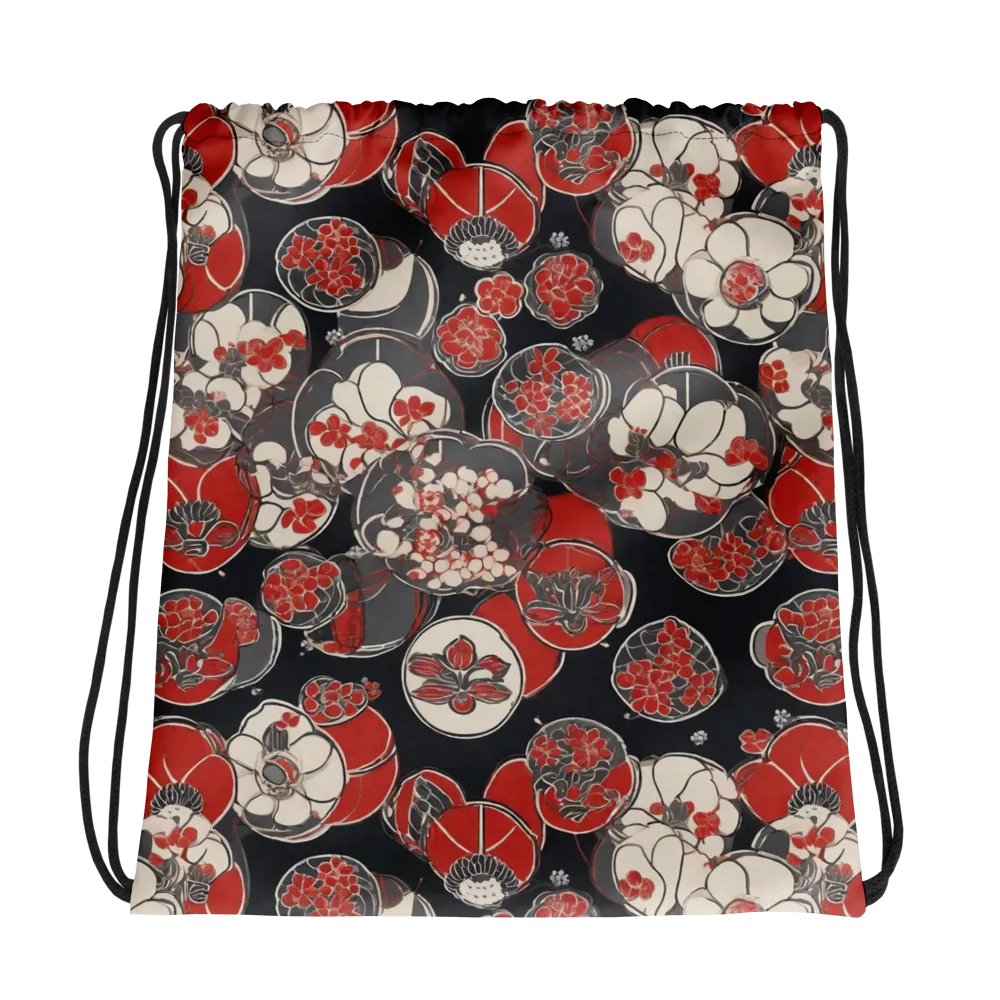 Crimson Camellia on Drawstring Bag — Photo