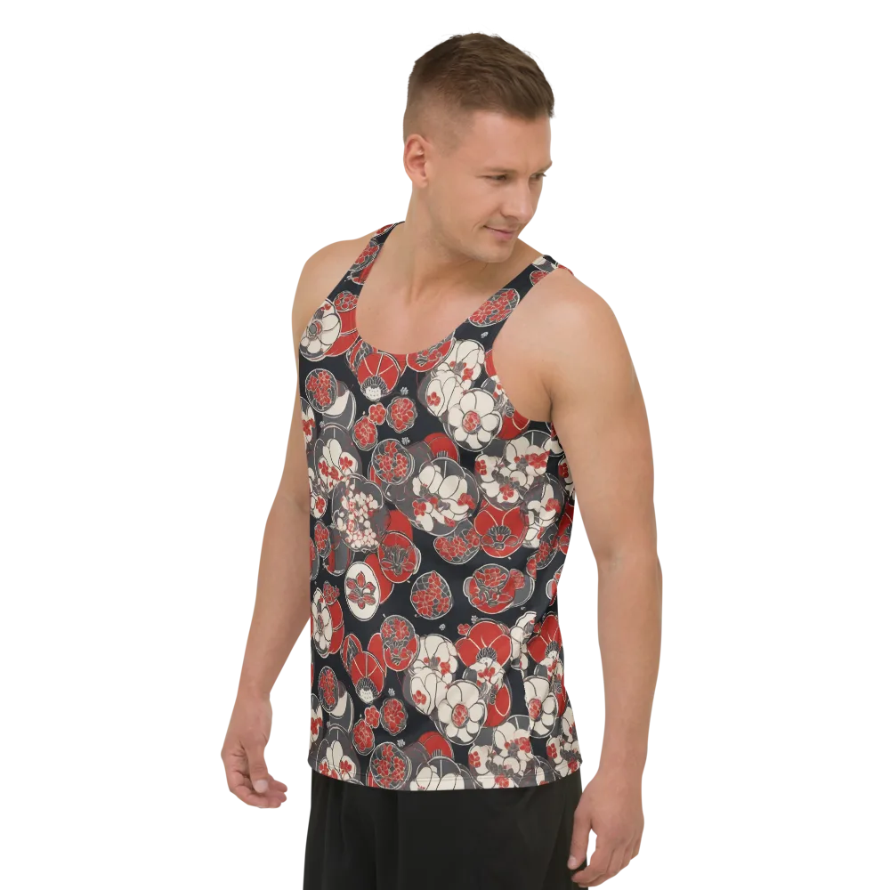 Crimson Camellia on Men's Tank Top — Left Front