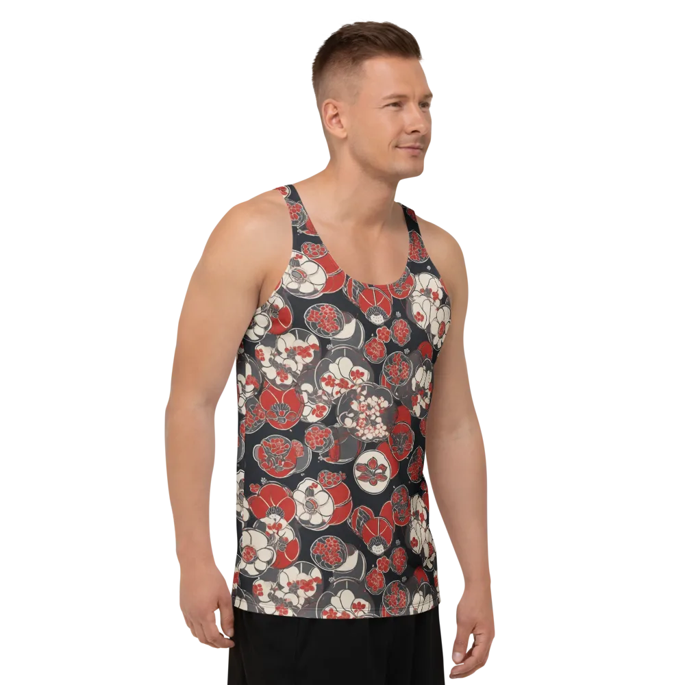 Crimson Camellia on Men's Tank Top — Right Front