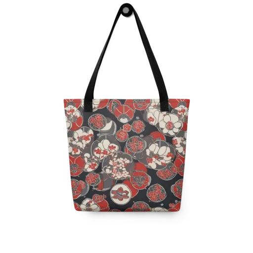 Crimson Camellia on a Tote Bag