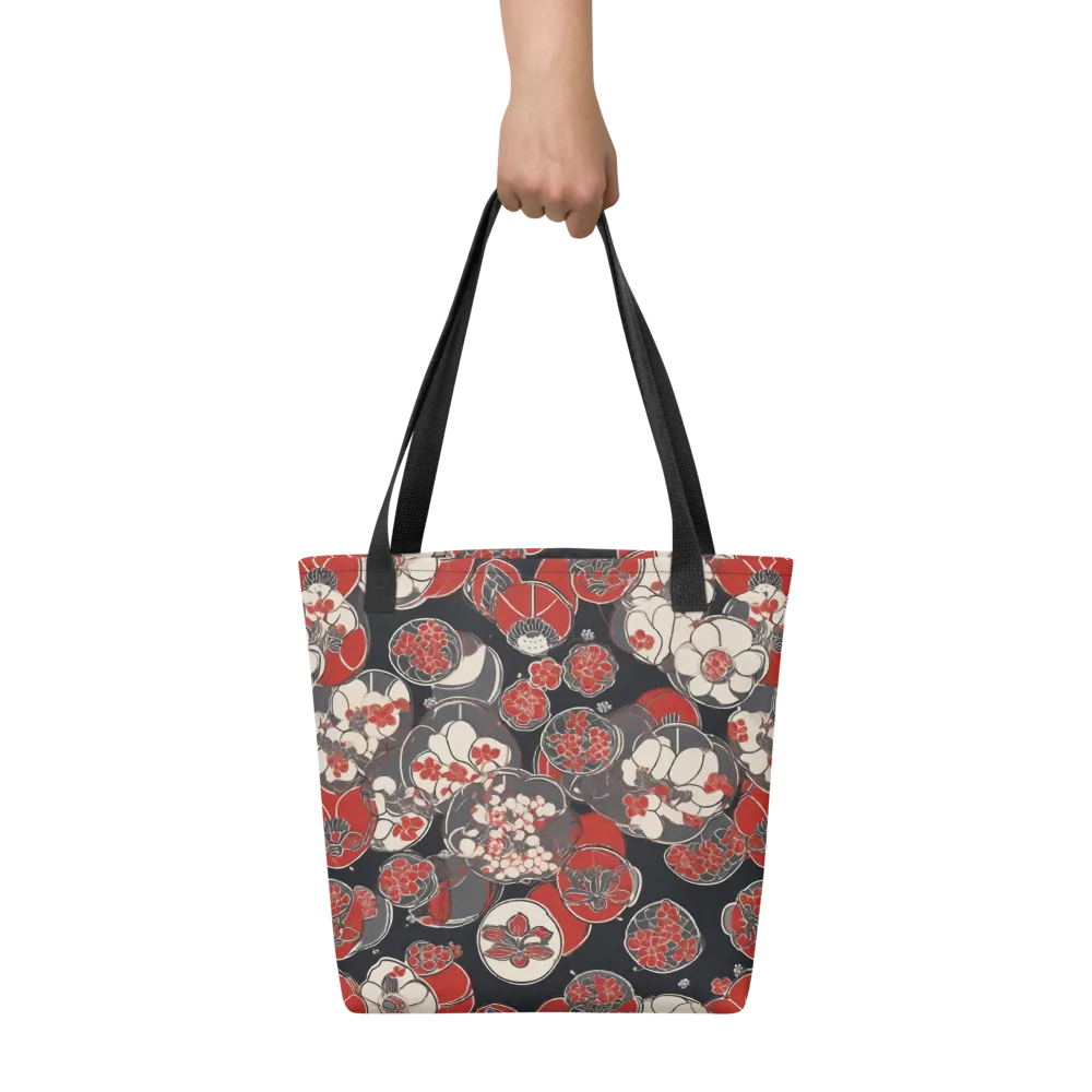 Crimson Camellia on Tote Bag — Front