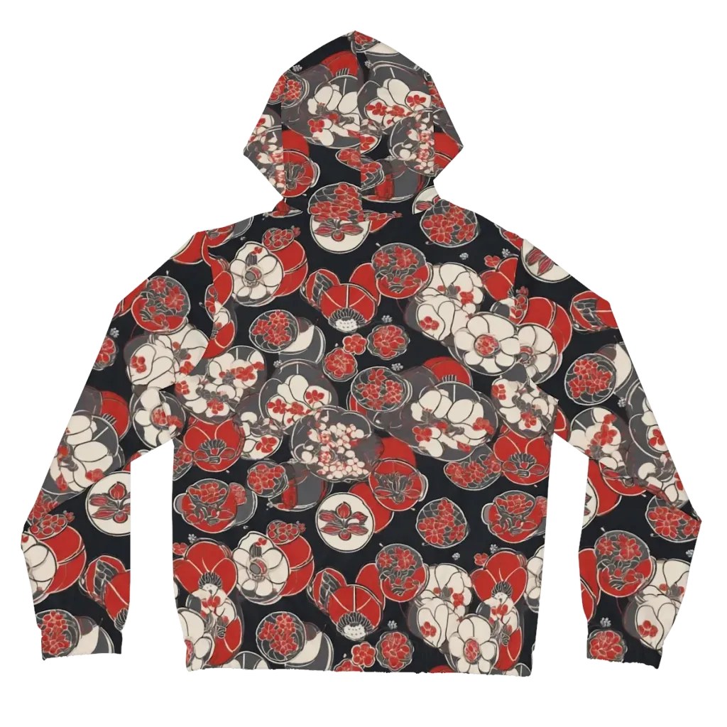 Crimson Camellia on Women's Full-Zip Hoodie — Back