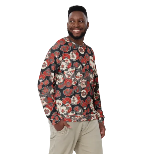 Crimson Camellia on a Sweatshirt