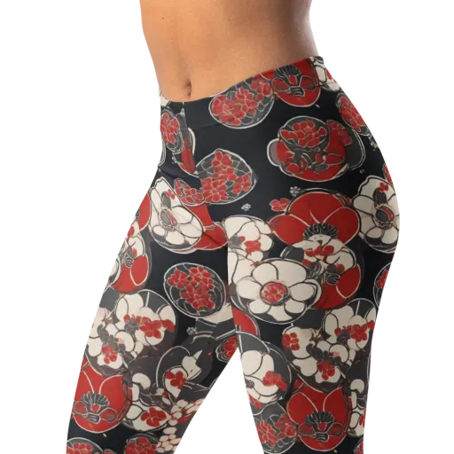 Crimson Camellia on a Leggings