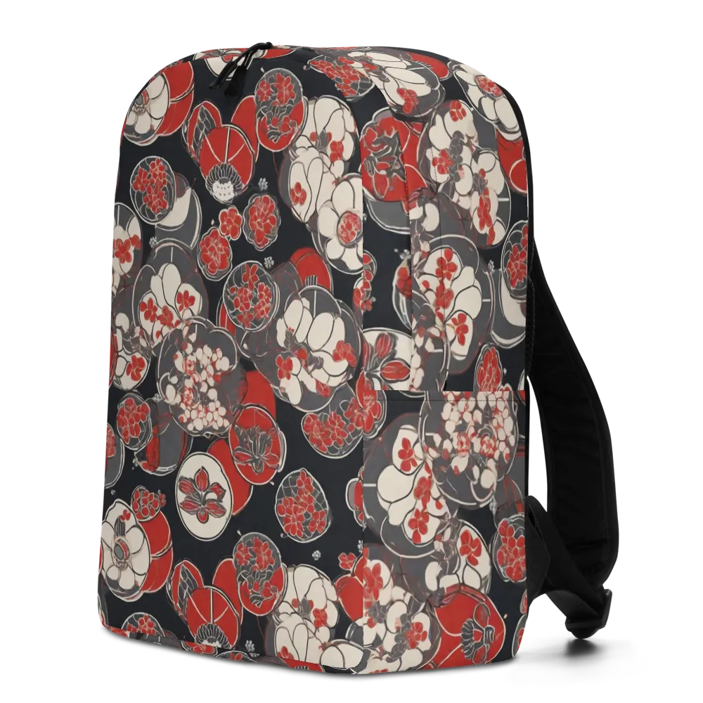 Crimson Camellia on Minimalist Backpack — Left