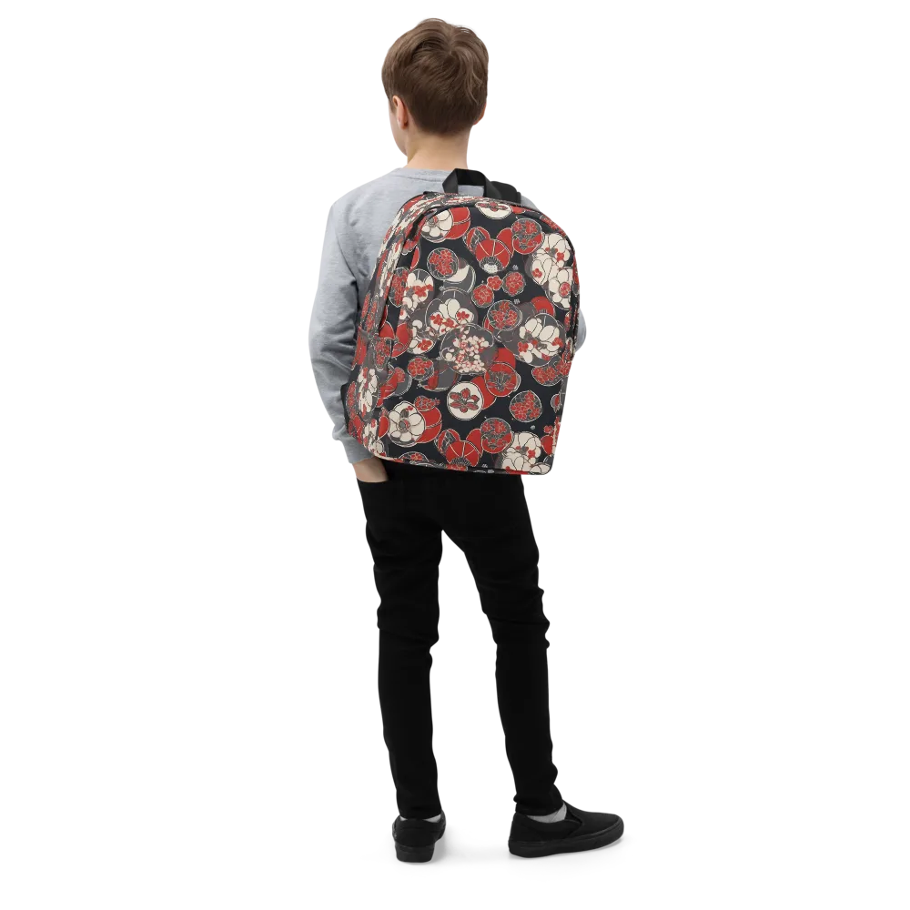 Crimson Camellia on Minimalist Backpack — Right Front