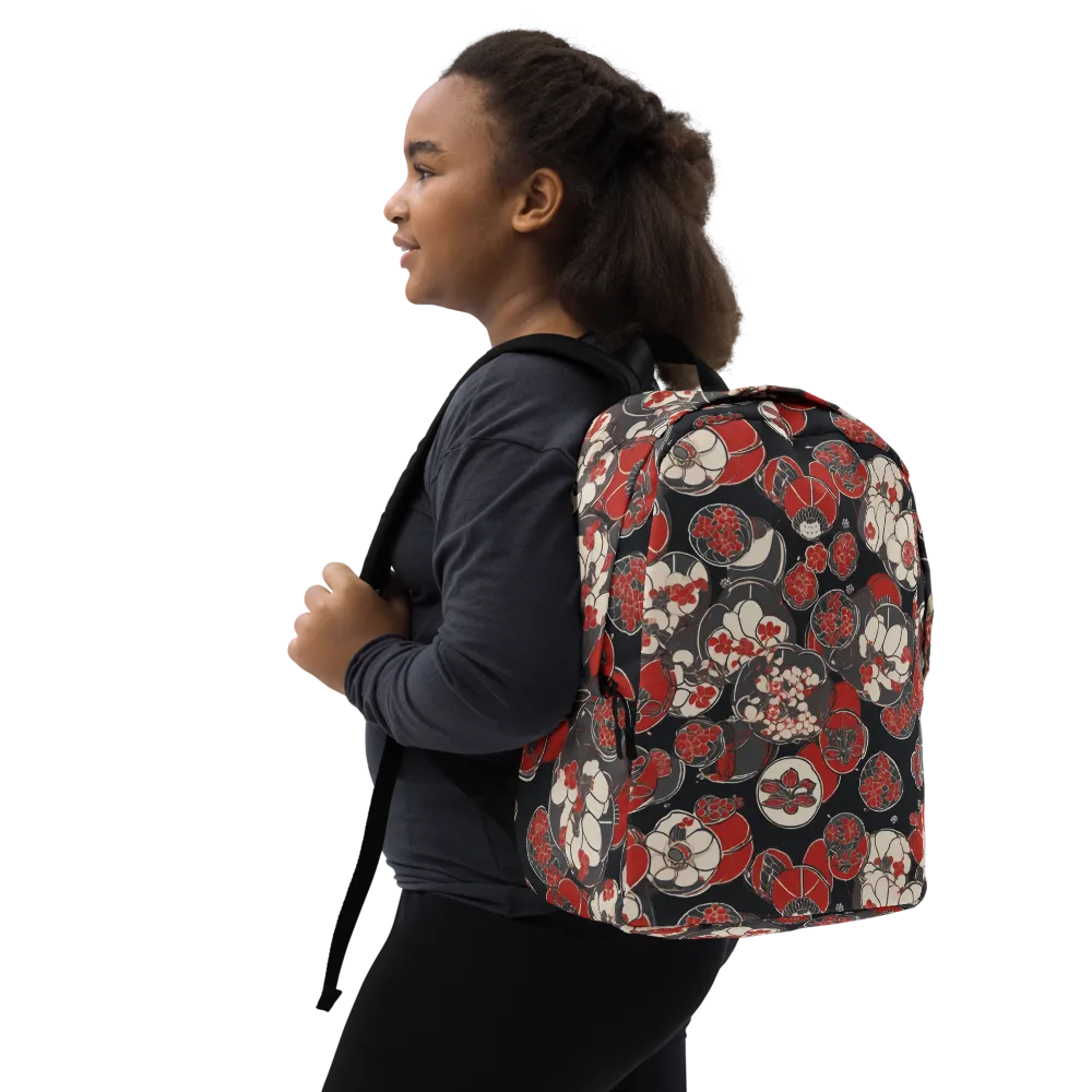 Crimson Camellia on Minimalist Backpack — Right Front