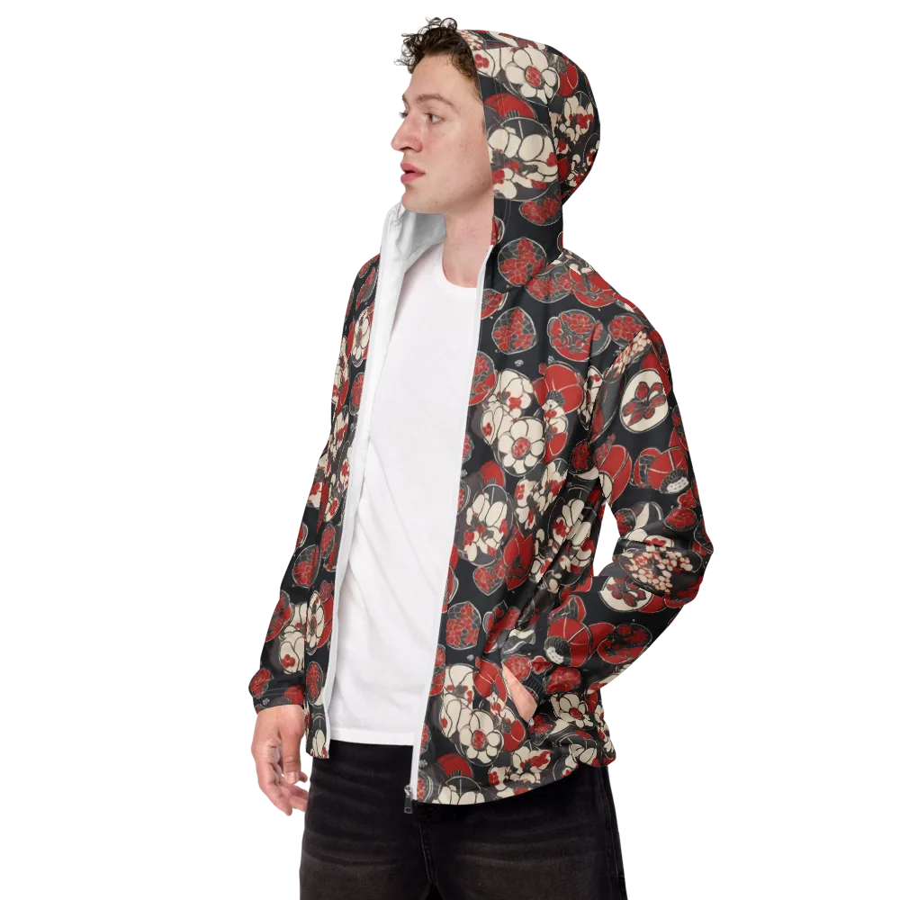Crimson Camellia on Men's Windbreaker — Left Front