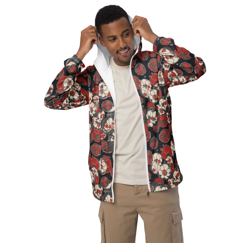 Crimson Camellia on Men's Windbreaker — Front