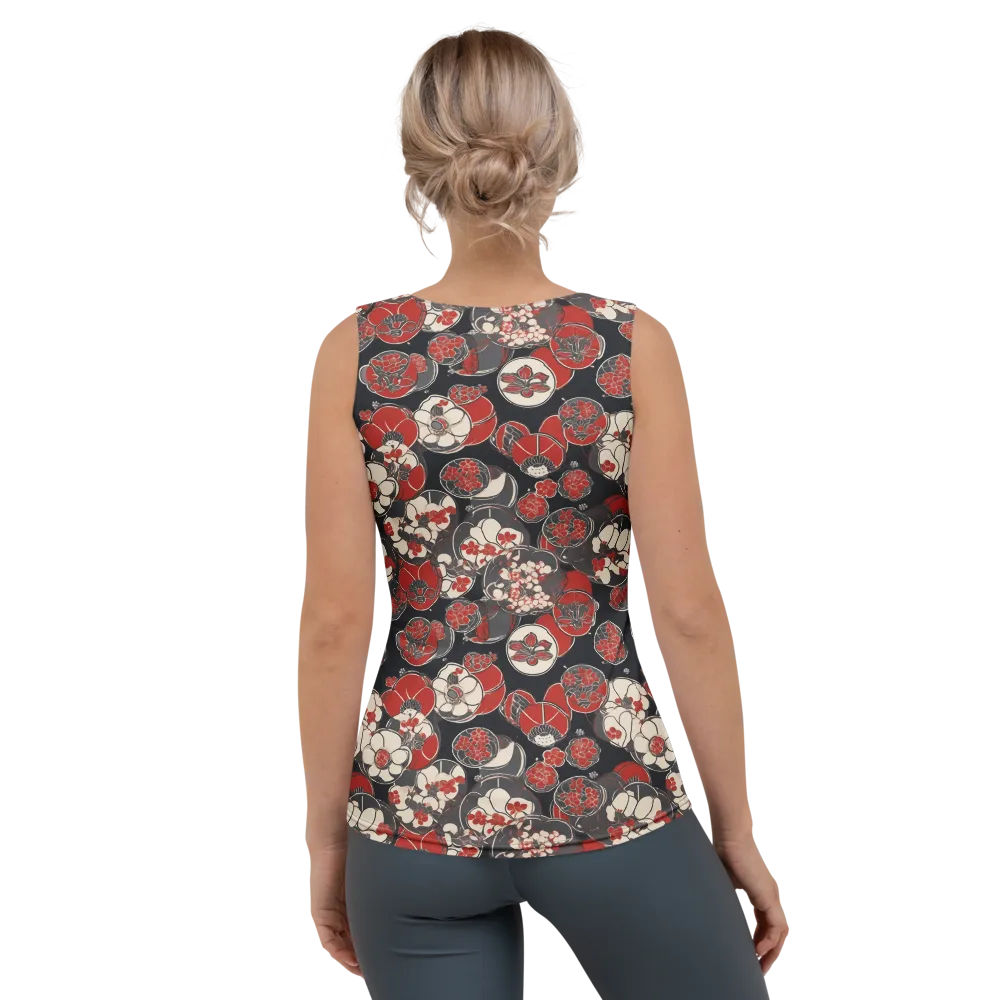 Crimson Camellia on Women's Tank Top — Back