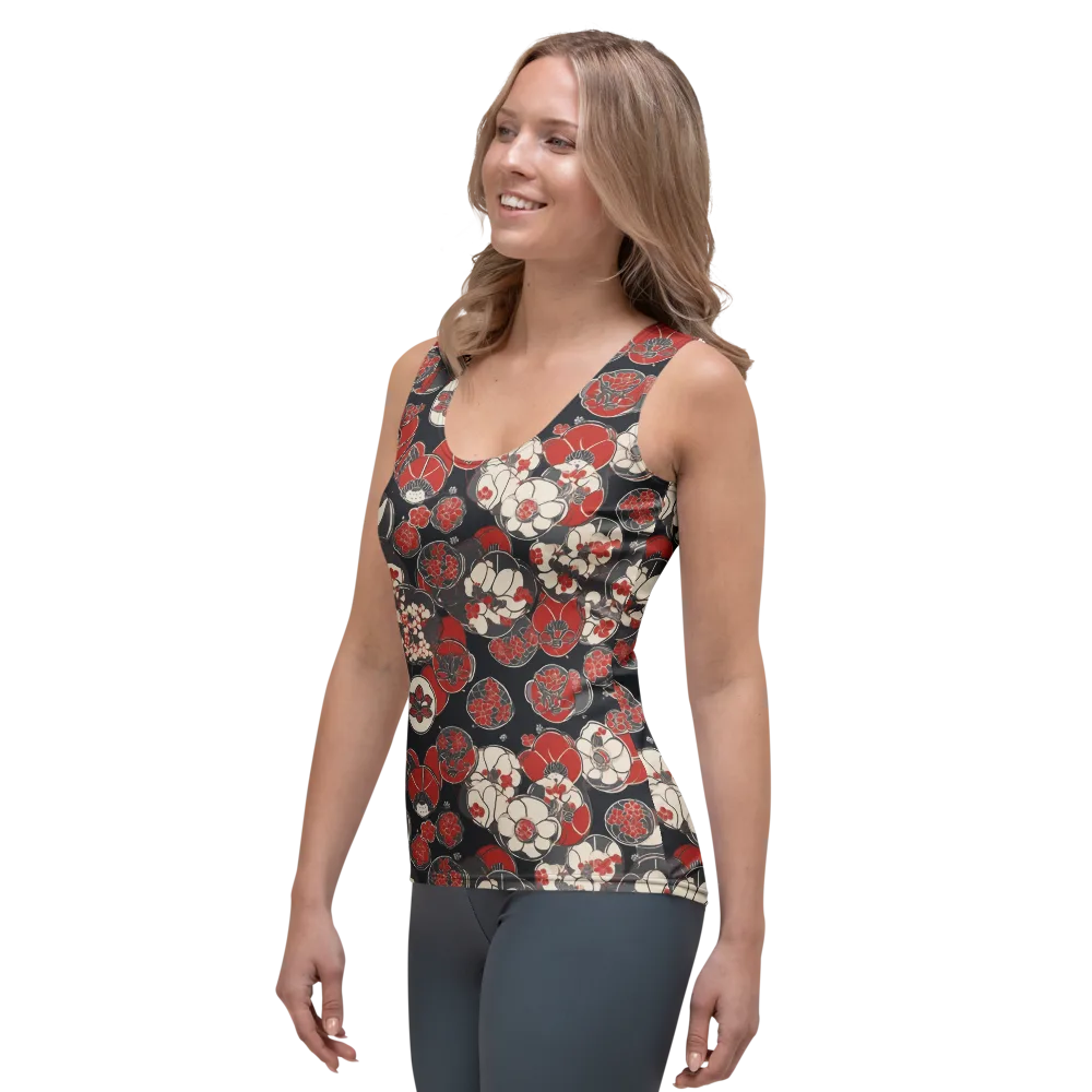 Crimson Camellia on Women's Tank Top — Left Front