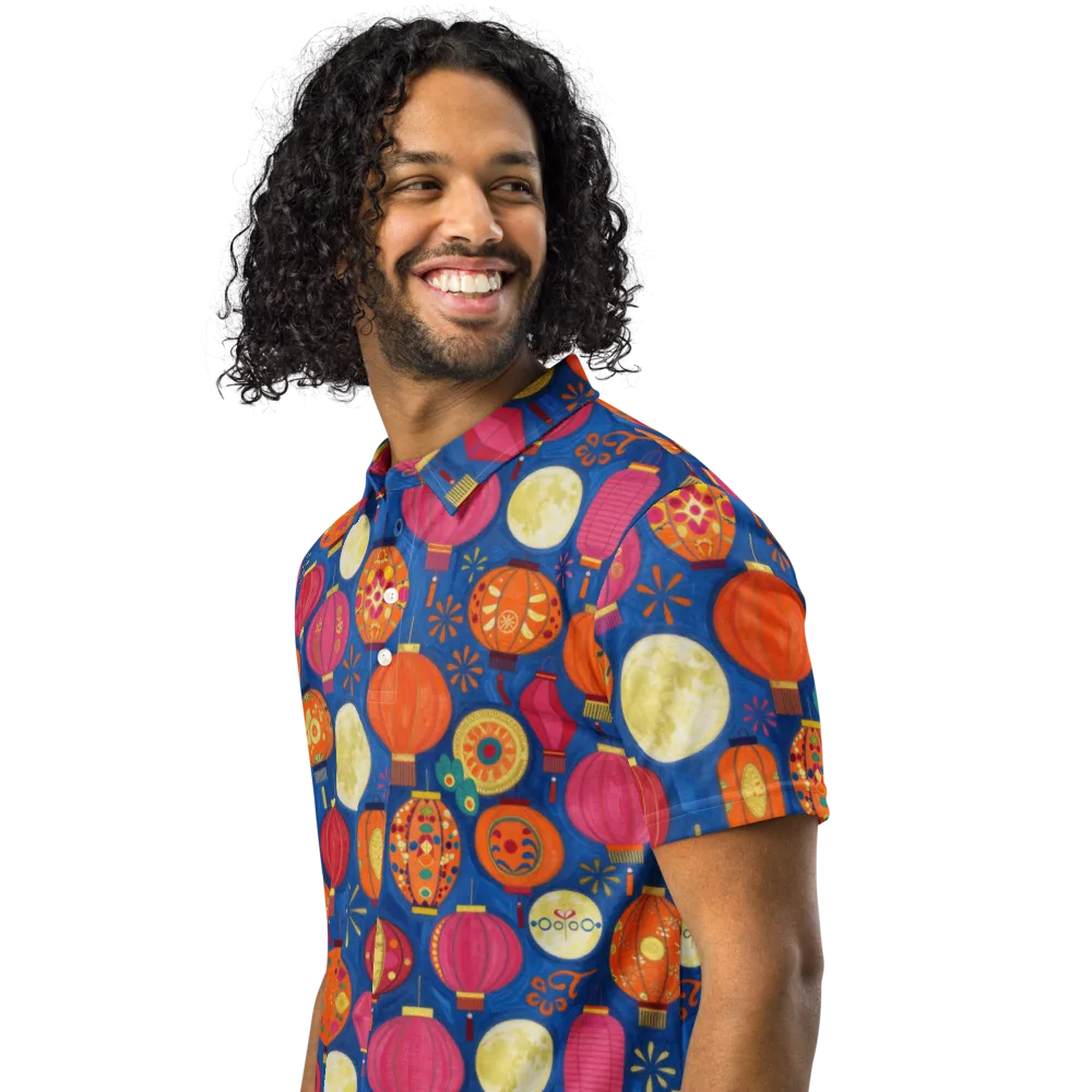 Indigo Afterglow on Men's Slim Fit Polo Shirt — Left Front