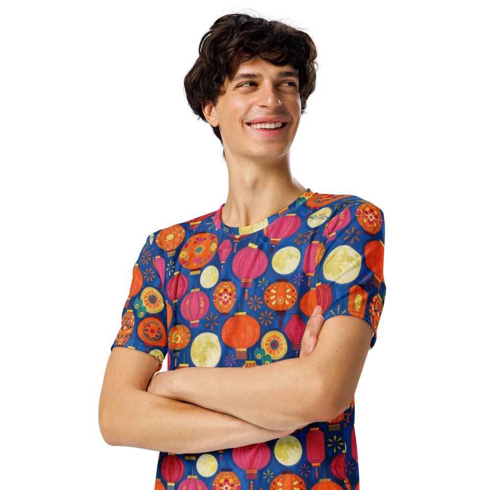 Indigo Afterglow on Men's Crew Neck T-Shirt — Left Front