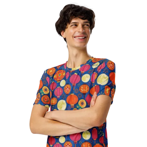 Indigo Afterglow on a Men's Crew Neck T-Shirt