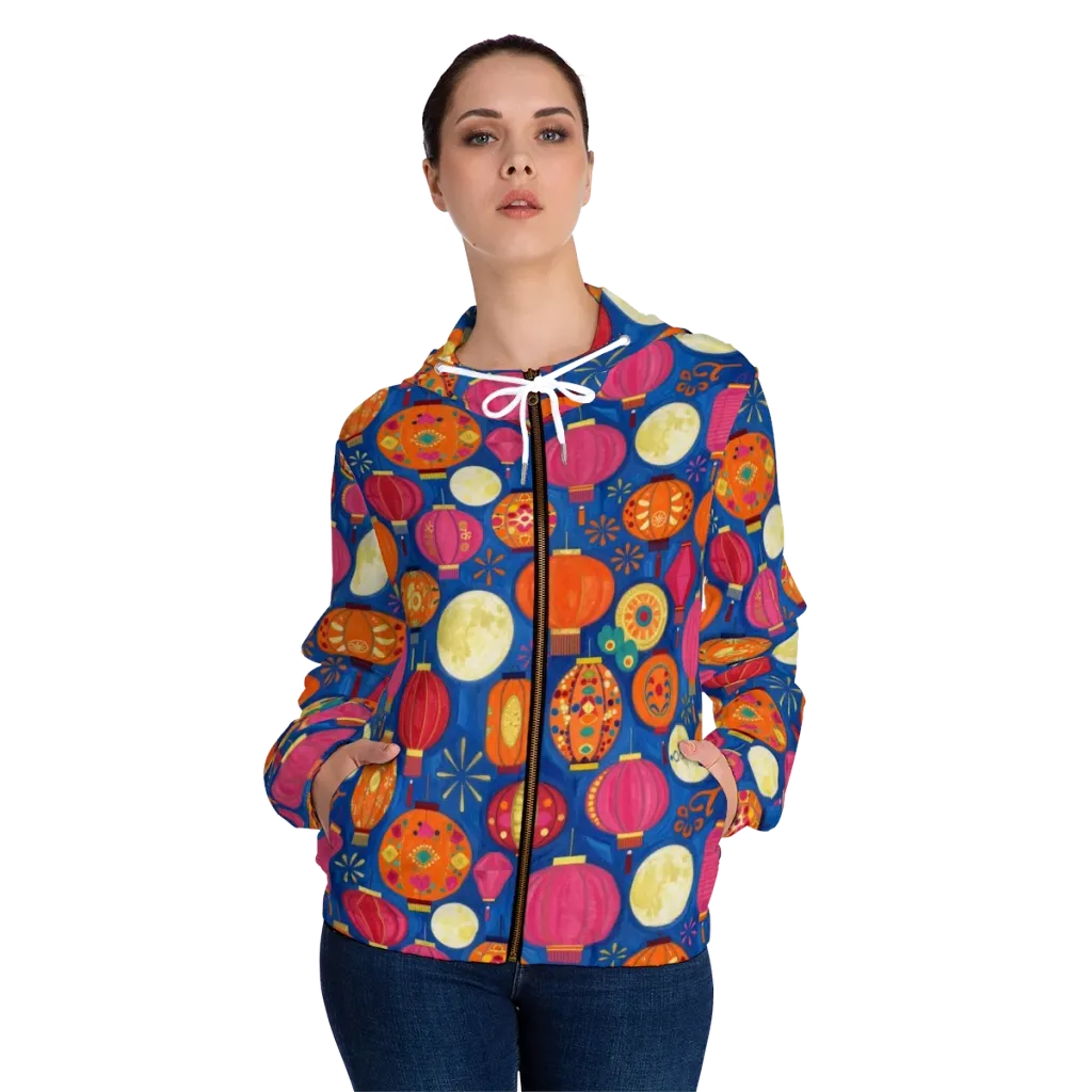 Indigo Afterglow on Women's Full-Zip Hoodie — Front On Person