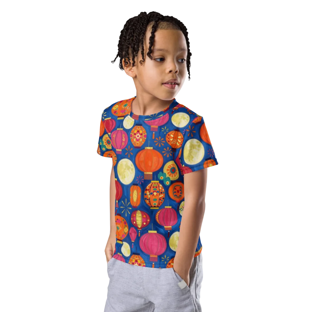 Indigo Afterglow on Kids Crew Neck T-Shirt — Left Front