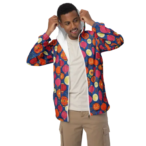 Indigo Afterglow on a Men's Windbreaker