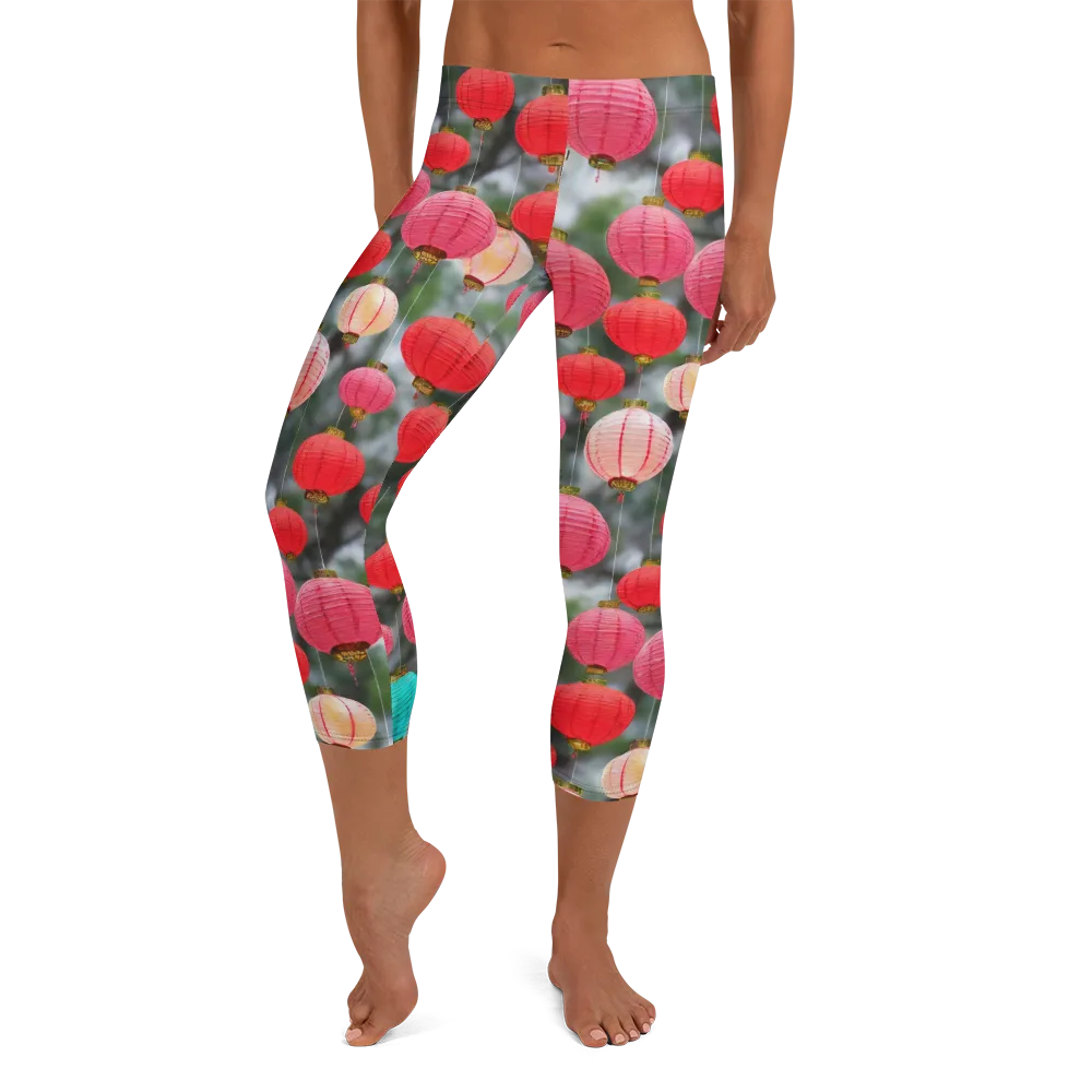 Lantern Bloom on Capri Leggings — Front