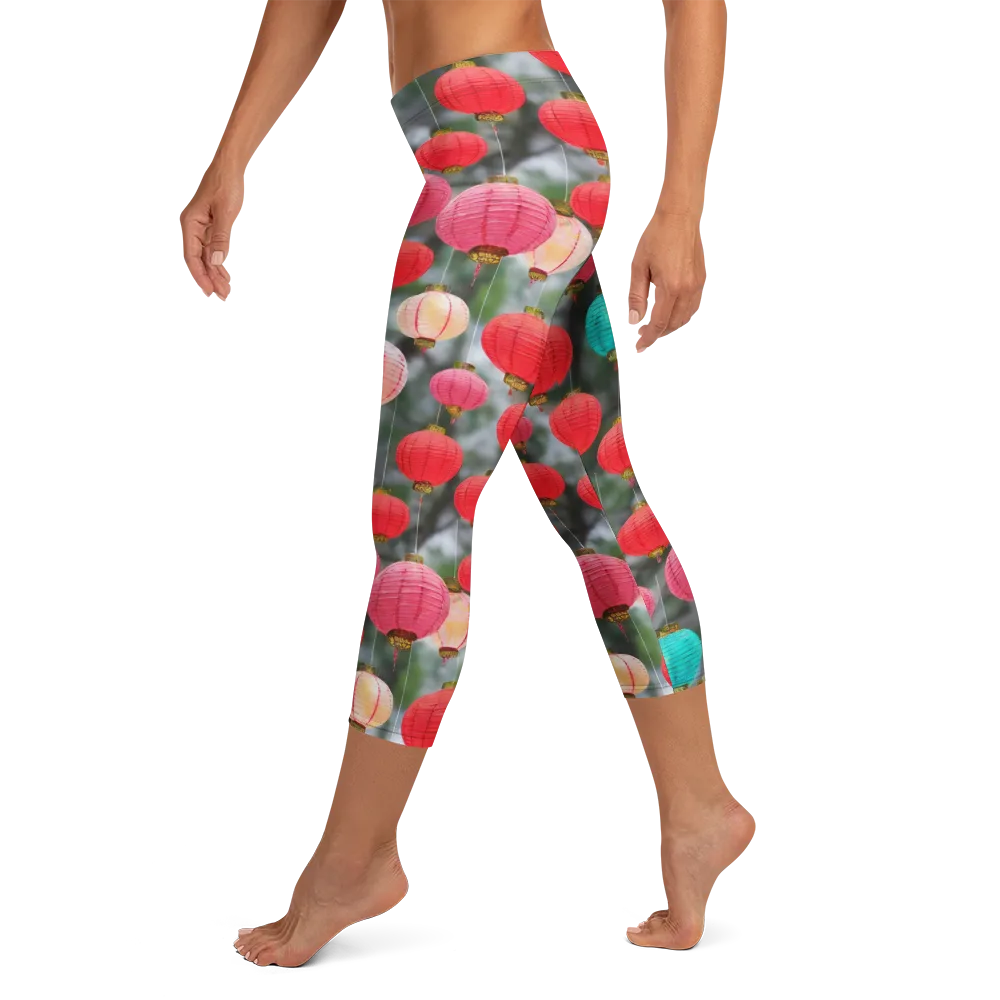 Lantern Bloom on Capri Leggings — Left