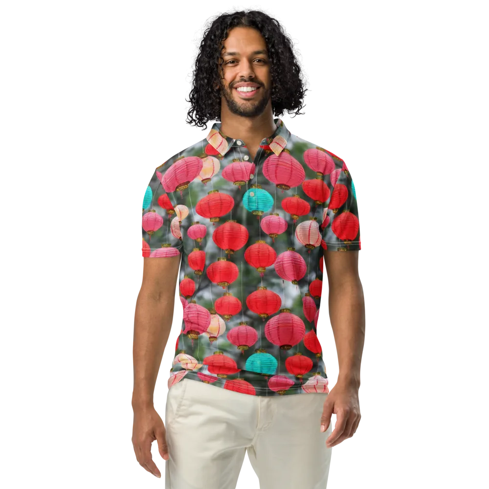 Lantern Bloom on Men's Slim Fit Polo Shirt — Front