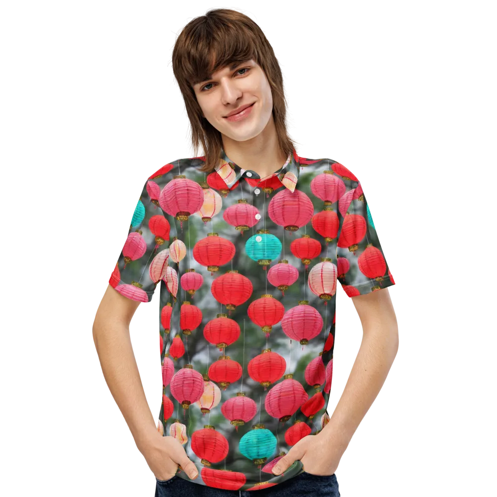 Lantern Bloom on Men's Slim Fit Polo Shirt — Front