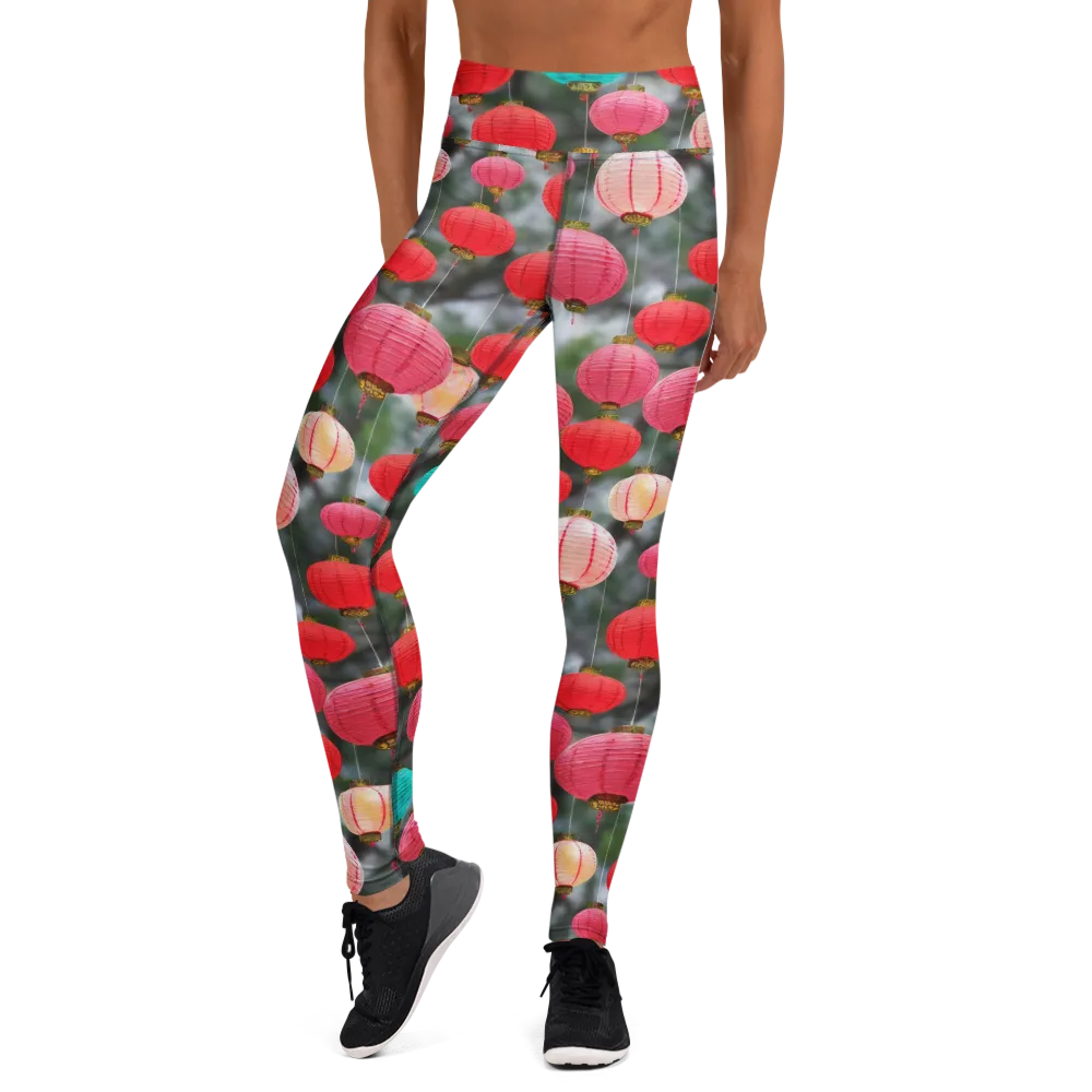 Lantern Bloom on Yoga Leggings — Front