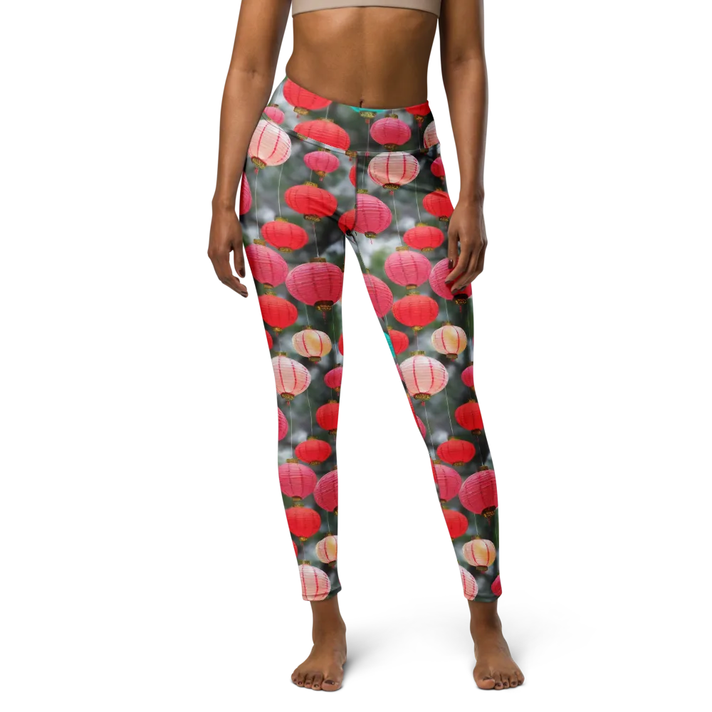 Lantern Bloom on Yoga Leggings — Front