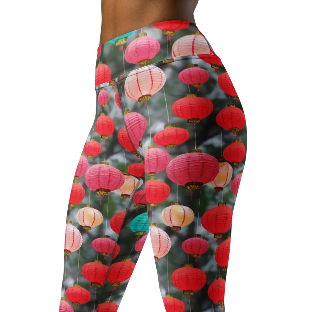 Lantern Bloom on Yoga Leggings — Left Front