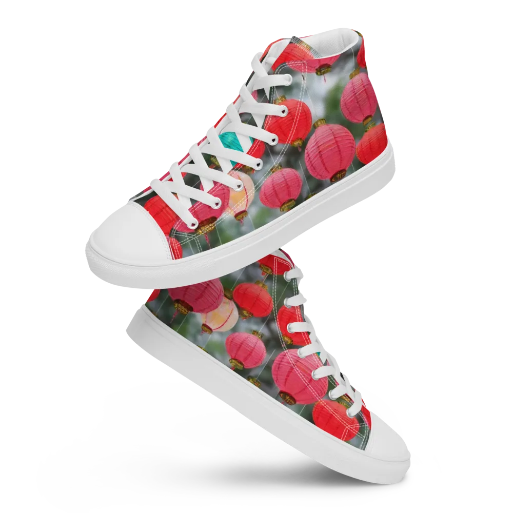Lantern Bloom on Men's High Top Canvas Shoes — Front