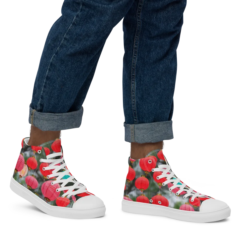 Lantern Bloom on Men's High Top Canvas Shoes — Right