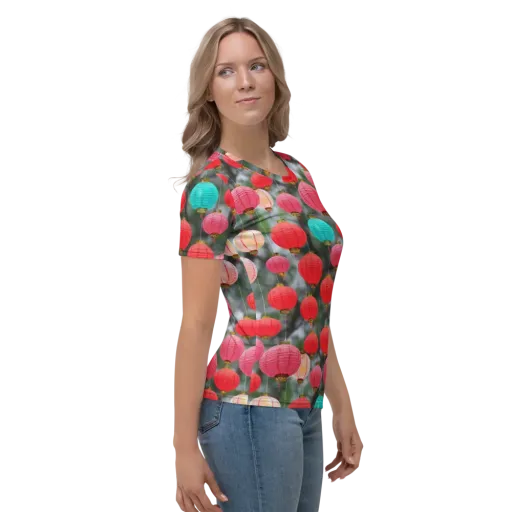 Lantern Bloom on a Women's Crew Neck T-Shirt