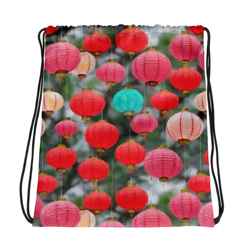 Lantern Bloom on a Drawstring Bag