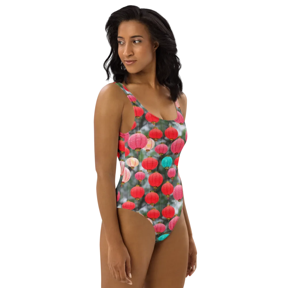 Lantern Bloom on One-Piece Swimsuit — Right