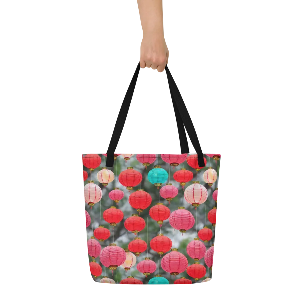 Lantern Bloom on Large Tote Bag W/ Pocket — Front