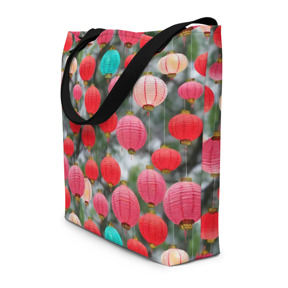 Lantern Bloom on Large Tote Bag W/ Pocket — Front