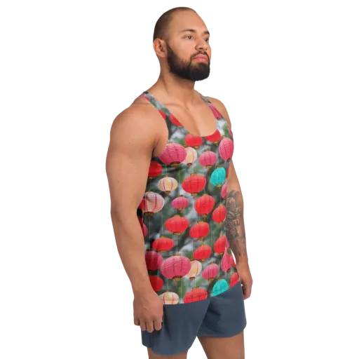 Lantern Bloom on a Men's Tank Top