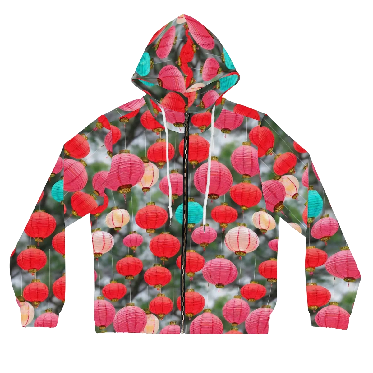 Lantern Bloom on Women's Full-Zip Hoodie — Front