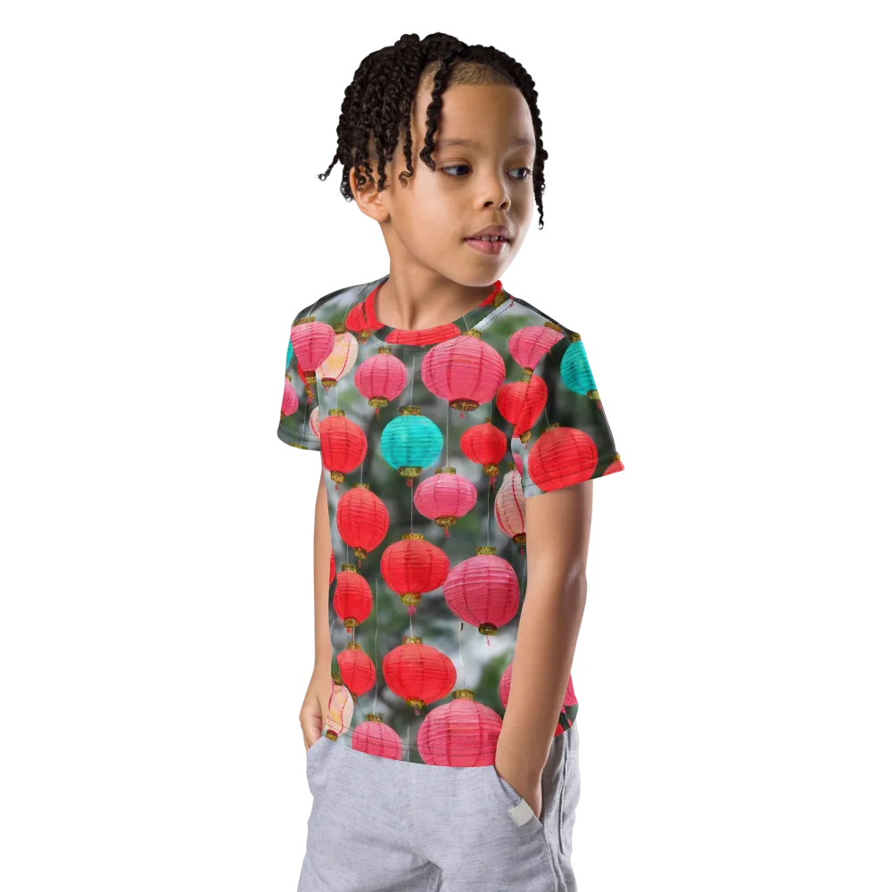 Lantern Bloom on Kids Crew Neck T-Shirt — Left Front