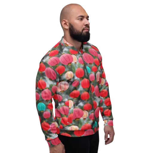 Lantern Bloom on a Bomber Jacket