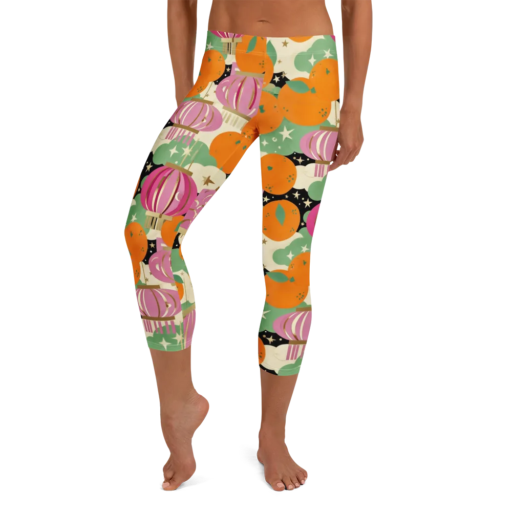 Citrus After Dark on Capri Leggings — Front