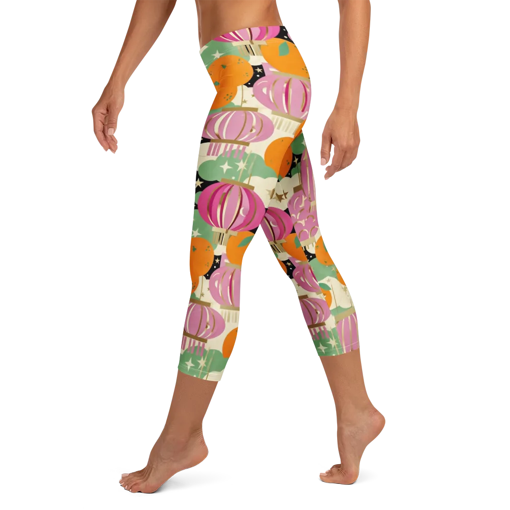 Citrus After Dark on Capri Leggings — Left